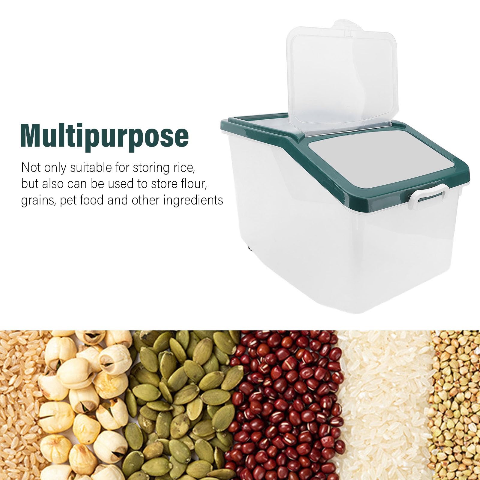 Fockety Contenedor para Almacenar Arroz y Harina de 25 kg con Tazas Medidoras - para Granos, Alimentos para Mascotas