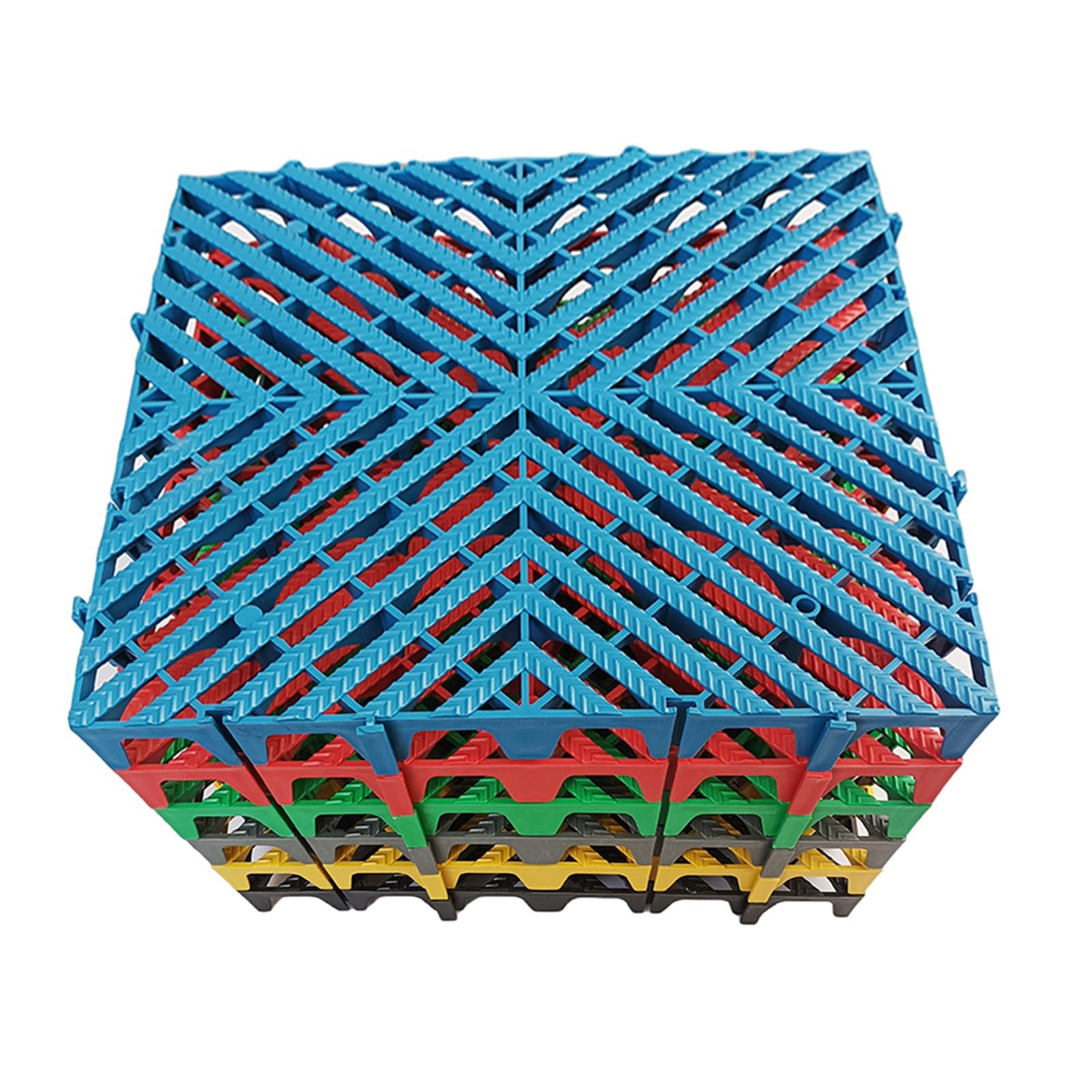 ZFUCMAYL 4 Pieces Drainage Interlocking Floor Tiles,15.74"x15.74"x1.57" PP Interlocking Floor Mat Decking Tiles for Bath Garage Deck Patio Floor(Blue)
