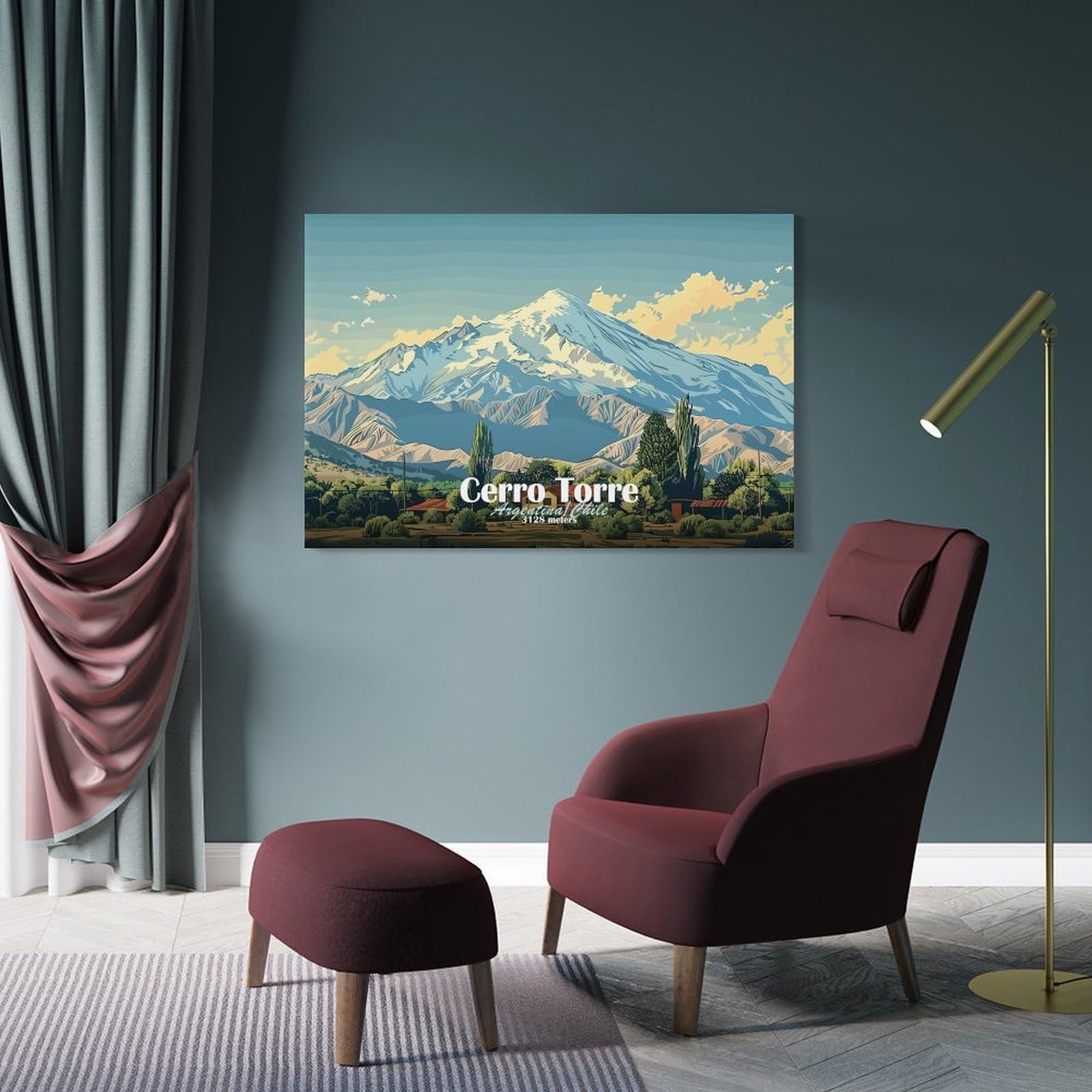 Junmoney Cerro Torre Mountain Decorative Canvas Print, 12x18inch(30x45cm), for New Home Styling, Lounge Or Bedroom, Wall Decor with Flexible Room Appeal