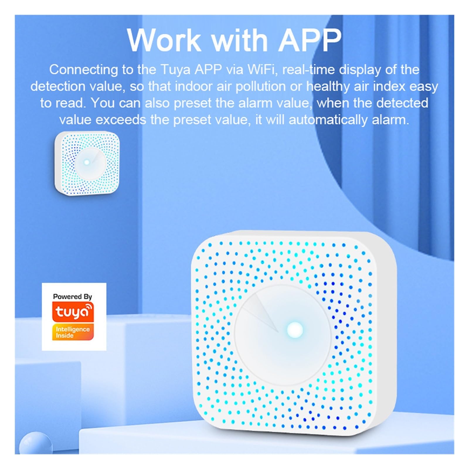Inteligentny Monitor Jakości Powietrza Tuya WiFi 6 W 1 Gospodyni PM2,5/formaldehyd/VOC/CO2/czujnik Temperatury/wilgotności Dokładne Monitorowanie Czasie Rzeczywistym