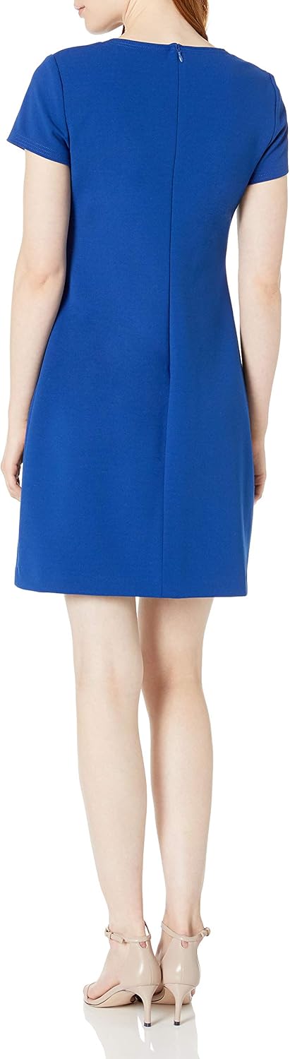 Tommy Hilfiger Women's Classic Scuba Crepe Two Pocket Dress 2 Marina Blue