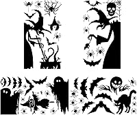 Vista 1 de Decoración de ventana de Halloween, silueta de ventana grande de Halloween, bruja aterradora de Halloween, calcomanías de Halloween para el hogar