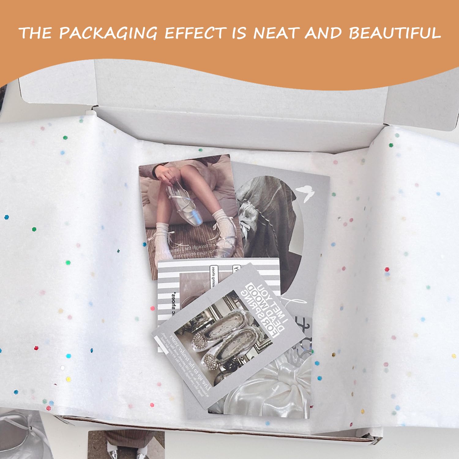 Papier De Soie à Paillettes Blanc + Autocollants De Scellage - 10 Feuilles 70x50 Cm + 6 Autocollants, Pour Emballage Cadeaux