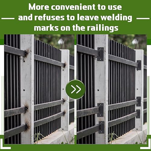 Miniatura 4 de Zonon Soporte de pared estándar para valla de aluminio de 1 x 1 pulgada para rieles, soportes cuadrados de metal de doble brida, soportes cuadrados