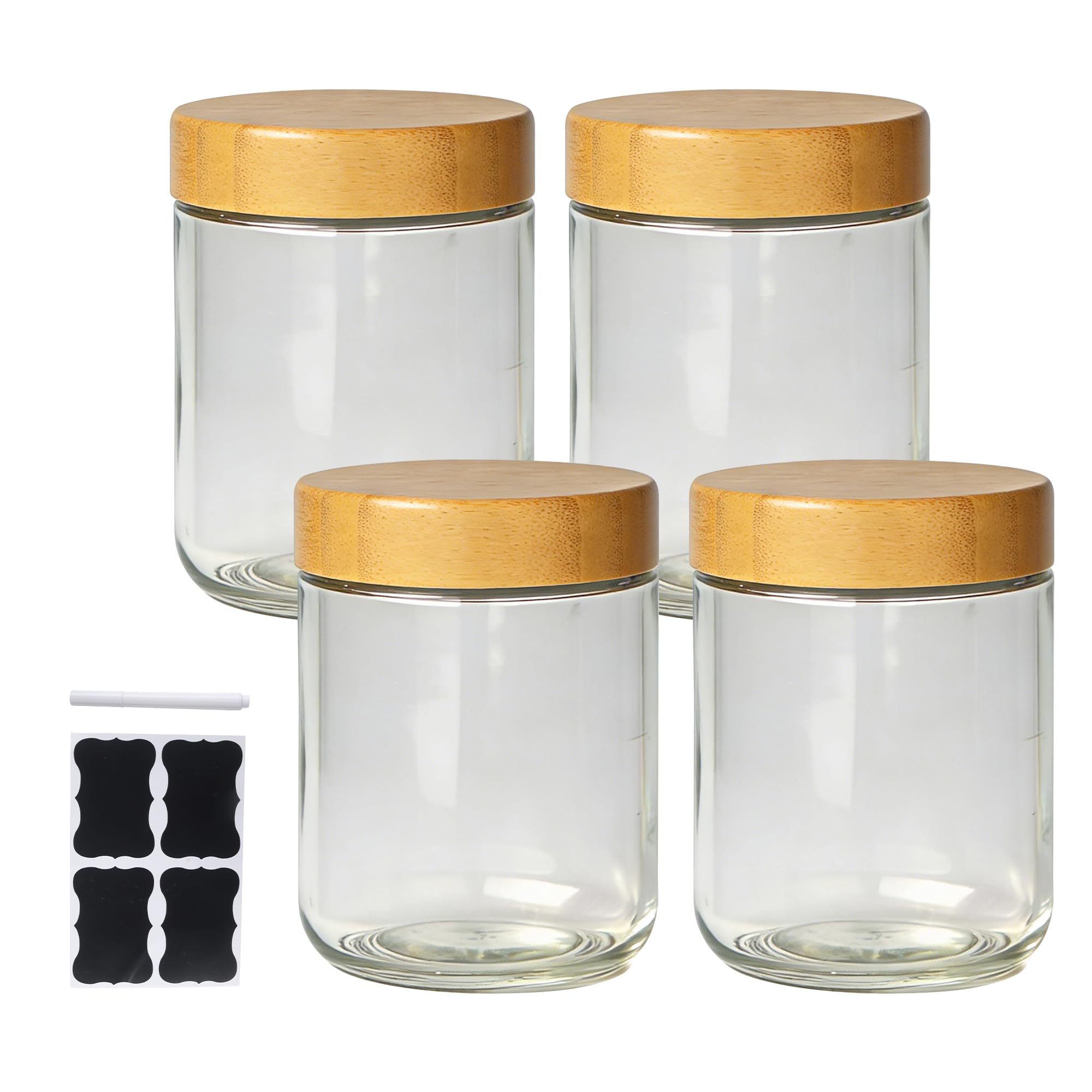 Bucomtu Overnightoats Preserving Jars, Pack Of 4 Preserving Jars With Screw Lid, 480 Ml Overnight Oats Jars, Reusable, Airtight Storage Jars, Multi-Purpose Mason Jar