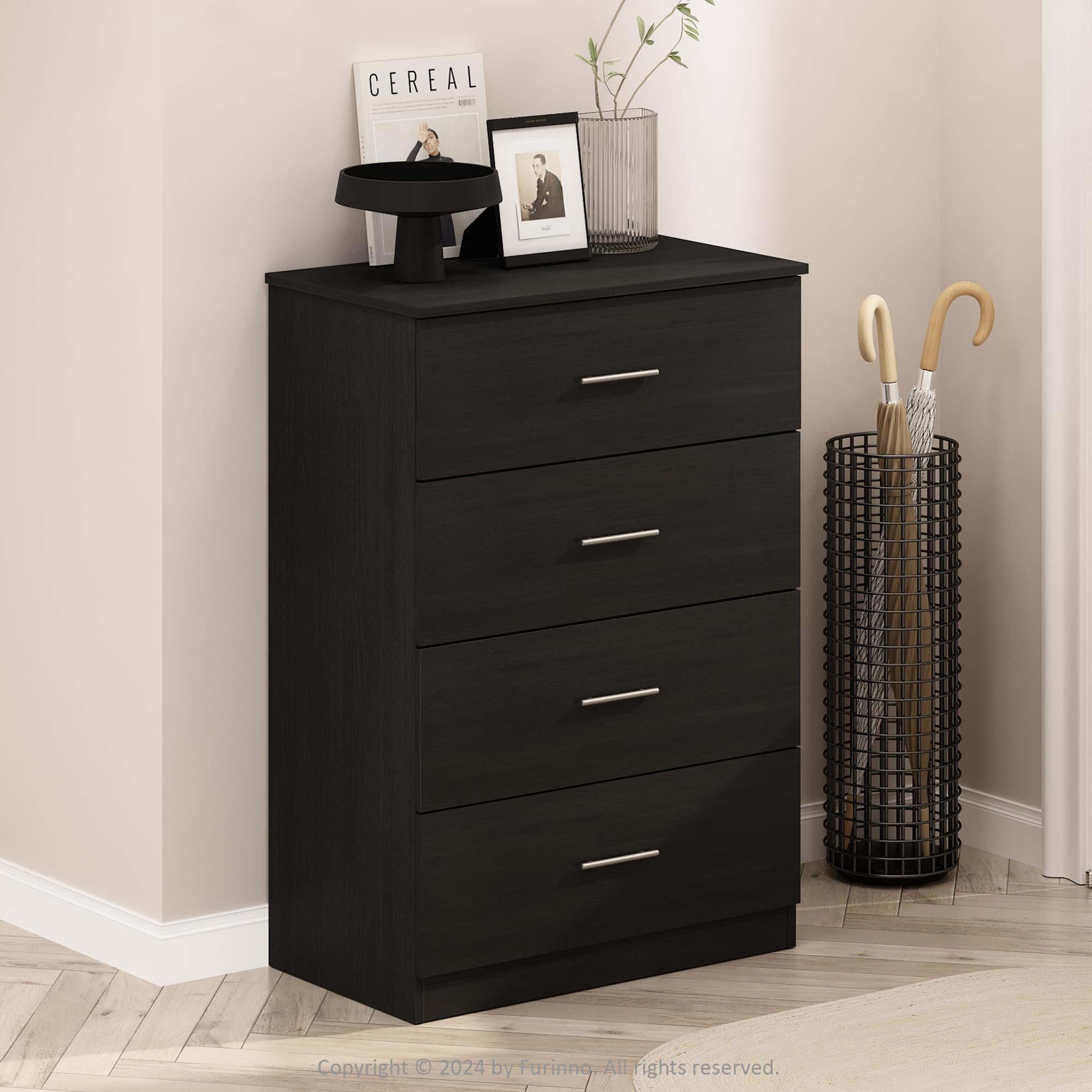 Furinno FRANS Simple Design Console Table with 4 Drawers for Entryway, Living Room, Americano