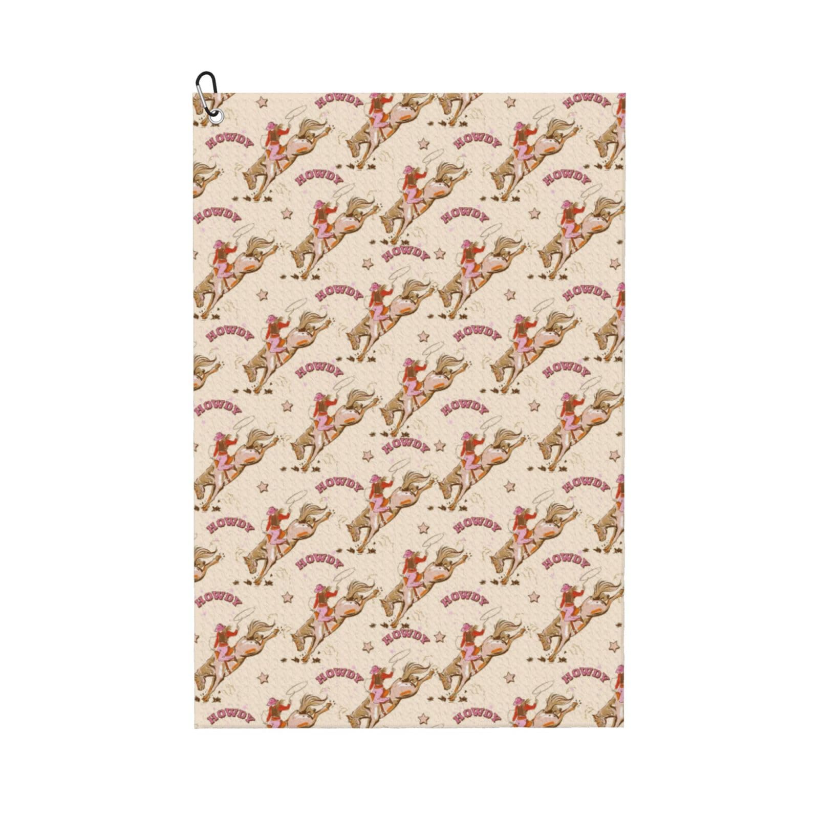 AOOEDM Howdy Cowgirl Print Golf Towel with Carabiner Clip Absorbent Microfiber Golf Towel for Cleaning Golf Ball Club Putter Iron for Golf Bag Trolly Belt Loop 16" X 24"