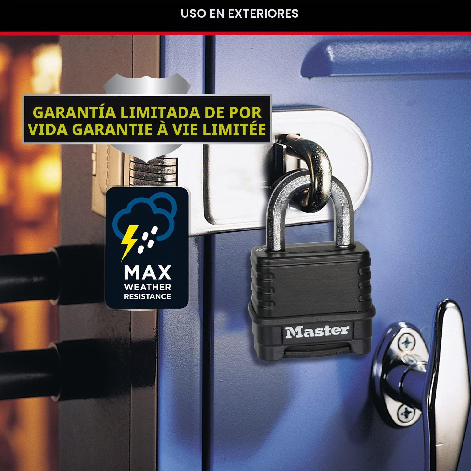 MASTER LOCK Candado Alta Seguridad [Combinacion] [Zinc] [Exterior] [Arco L] M178EURD - Ideal para Portales, Garages, Sótanos