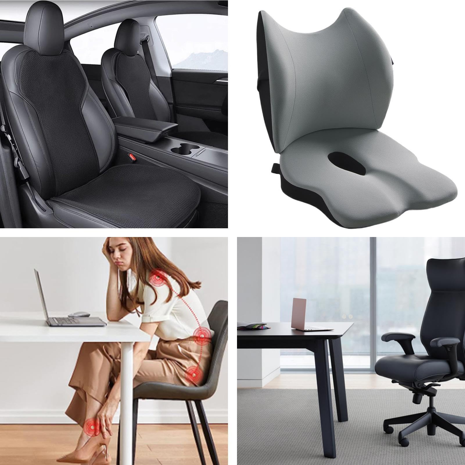 Cojín Acolchado para Silla Soporte Lumbar Ergonómico Multi
