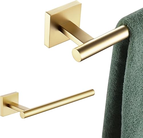 KOKOSIRI Toallero de 12 pulgadas para baño, toallero de mano, toallero, anillo de toalla de oro cepillado B4005BG-L12+B3008BG