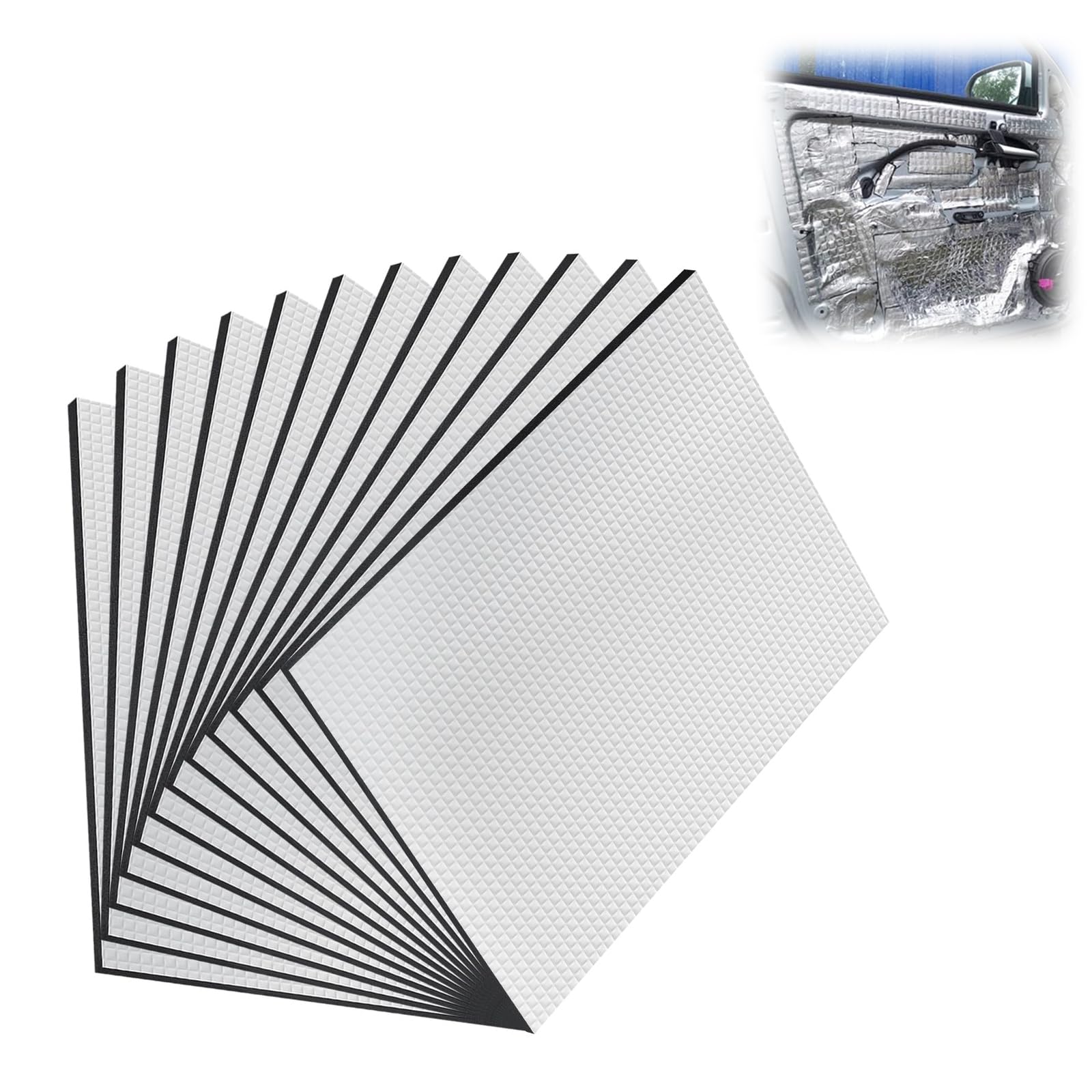 Tappetino Isolante per Auto 250x180x5mm 12 Pezzi Pannelli Isolanti Autoadesivo Fonoassorbente per Veicoli