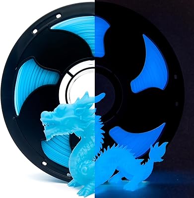 21 – 1.75mm PLA Filament Glow Blue in The Dark, Luminous Blue Bright 3D Printer Filament, 1kg (2.2lbs) Spool 3D Printing PLA Filament Rod Fit Mos…