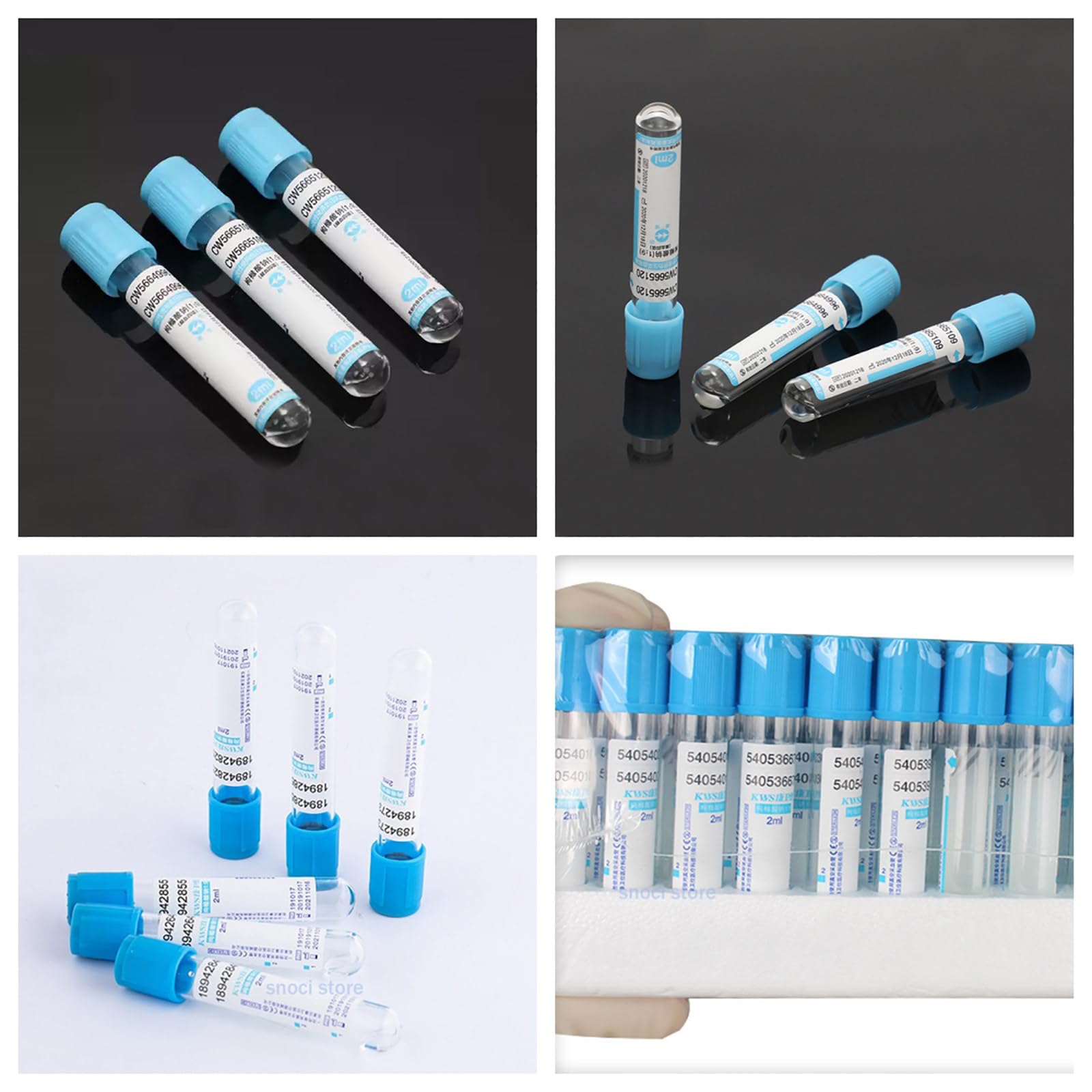 Jednorazowe próżniowe probówki do pobierania krwi, 100 sztuk (2 ml, 5 ml, 10 ml), antykoagulacja cytrynianu sodu, probówki do pobierania krwi pod ujemnym ciśnieniem