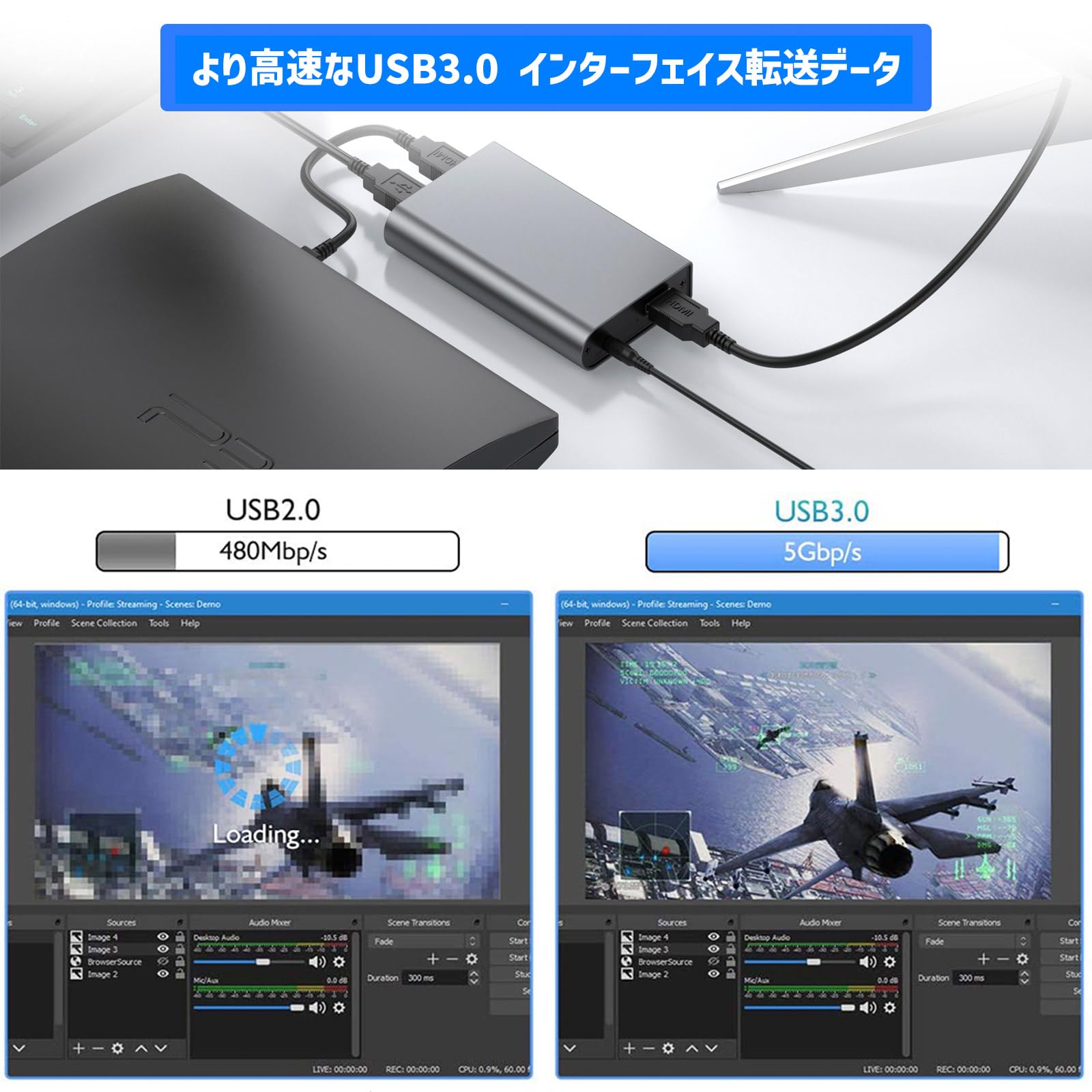 Amazon.co.jp: キャプチャーボード 4K パススルー対応 1080P 60FPS USB