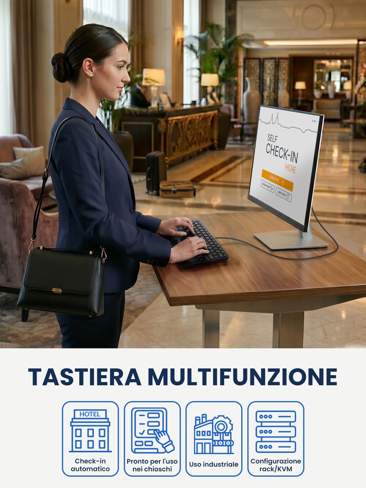 Perixx PERIBOARD-427 US, Tastiera USB cablata retroilluminata con trackball - Retroilluminazione bianca e rossa - Dimensioni compatte 11,18 × 7,17 × 1,1 pollici - 2 hub USB integrati - Layout italiano
