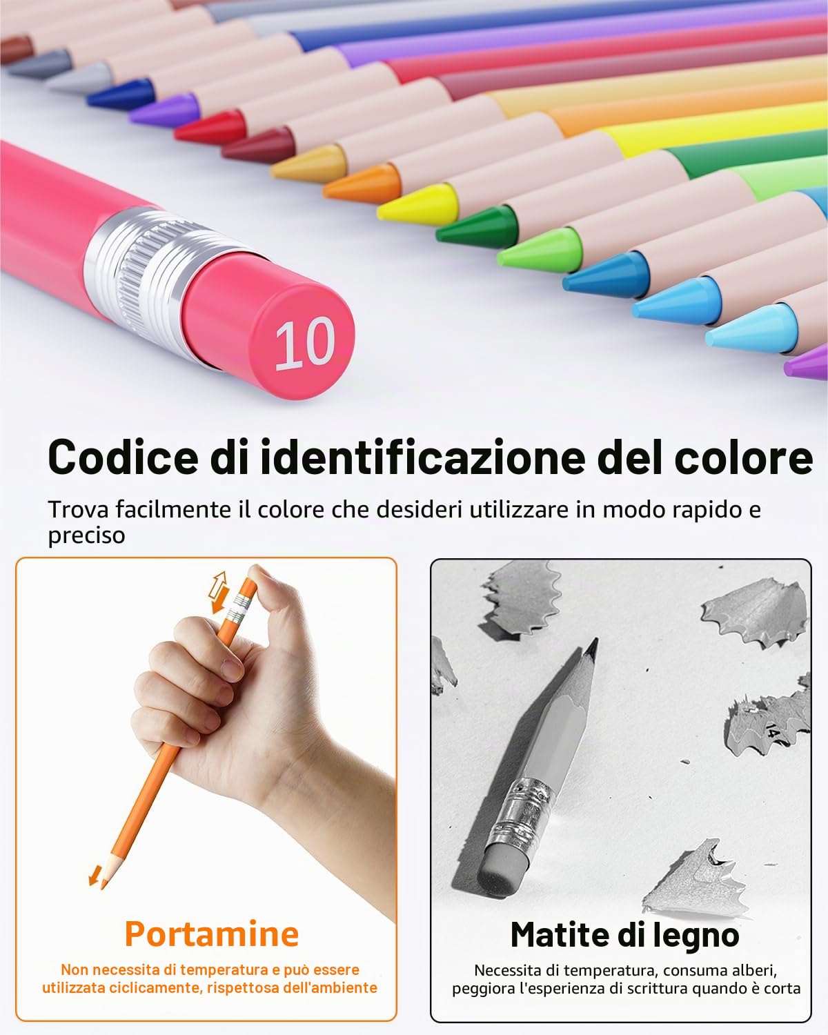 Four Candies Matite meccaniche colorate, matite meccaniche cancellabili con temperamatite e borsa, strumenti di disegno estetico, ideali per principianti 2,6 mm, 36 pezzi