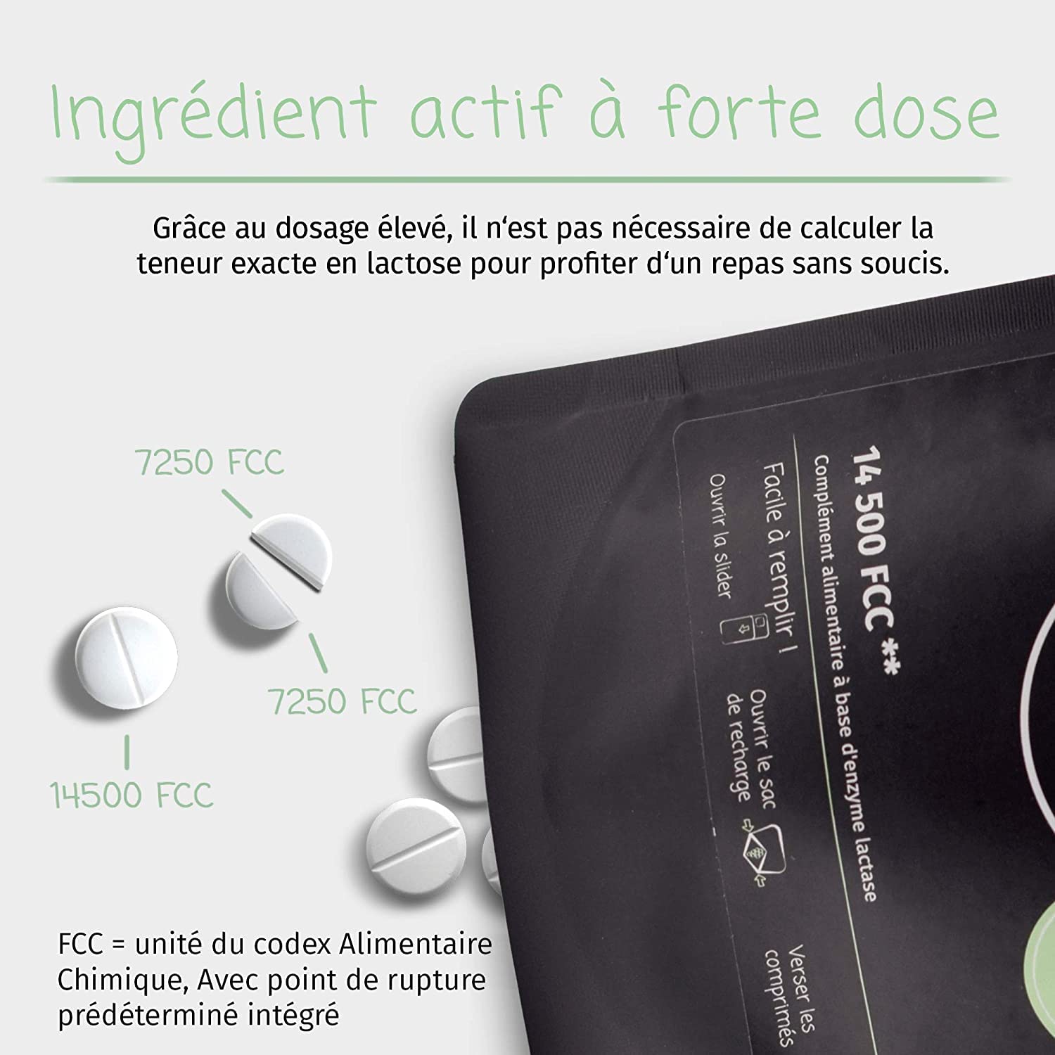 LactoJoy Comprimés de Lactase 14 500 FCC 240 Pcs. RECHARGE - Combat l'Intolérance au Lactose, Favorise la Digestion du Lactose
