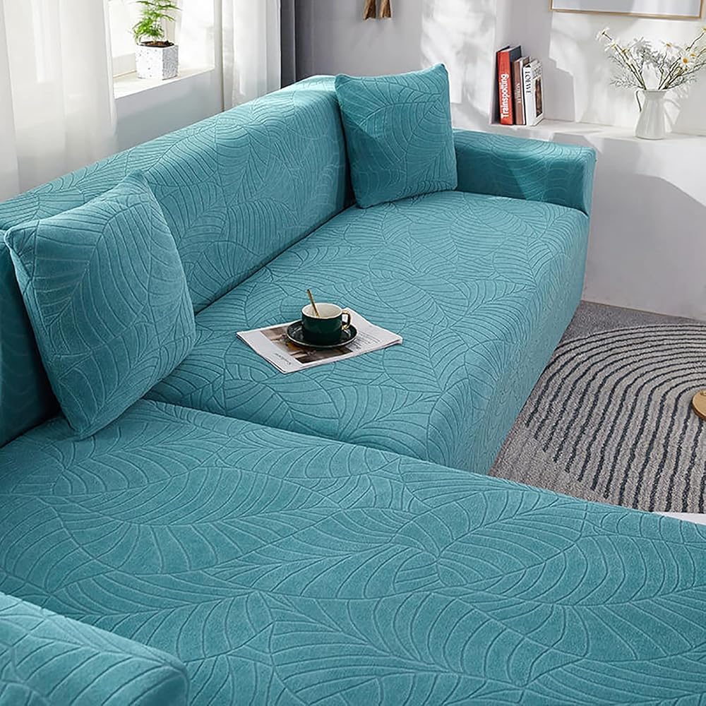 Jacquard Sectional Couch Deckungen L-form-sofa-slip-cover, Universeller Hochstrecksofa-deckungsmöglichkeitenschutz, Waschbare Vollständige Couchab(Size:3 Seater (190-230cm/75-91inch),Color:Matcha)