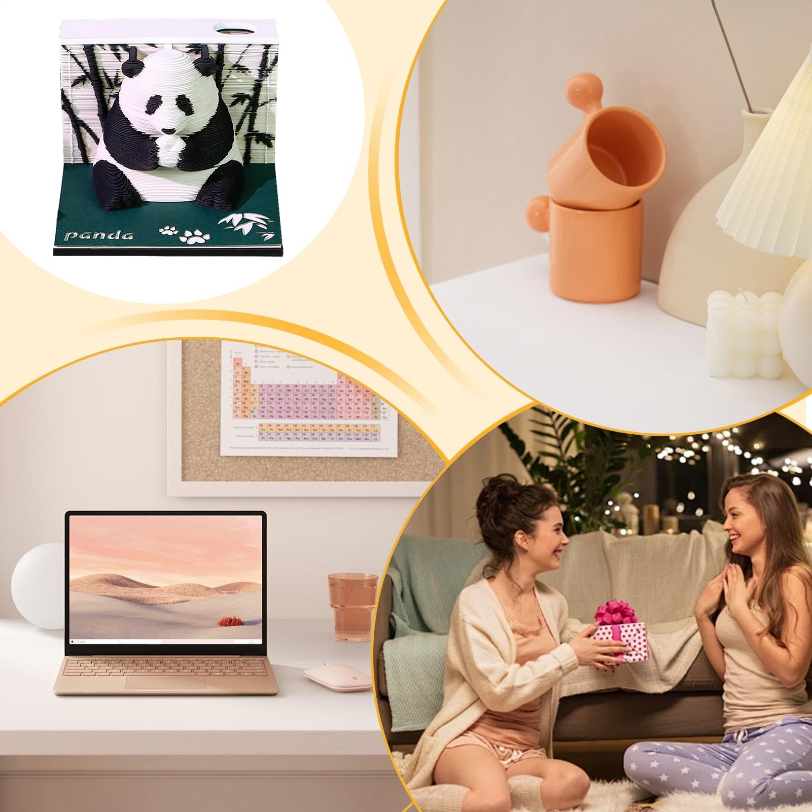 Zeitmesser-Kalender 2026 2026 Dekorativer Abreißblock | Papierschnitt 2026 Panda Kalender für Lehrer, Kinder, Erwachsene Zuhause Arbeit Bücherregal Schlafzimmer Wohnzimmer