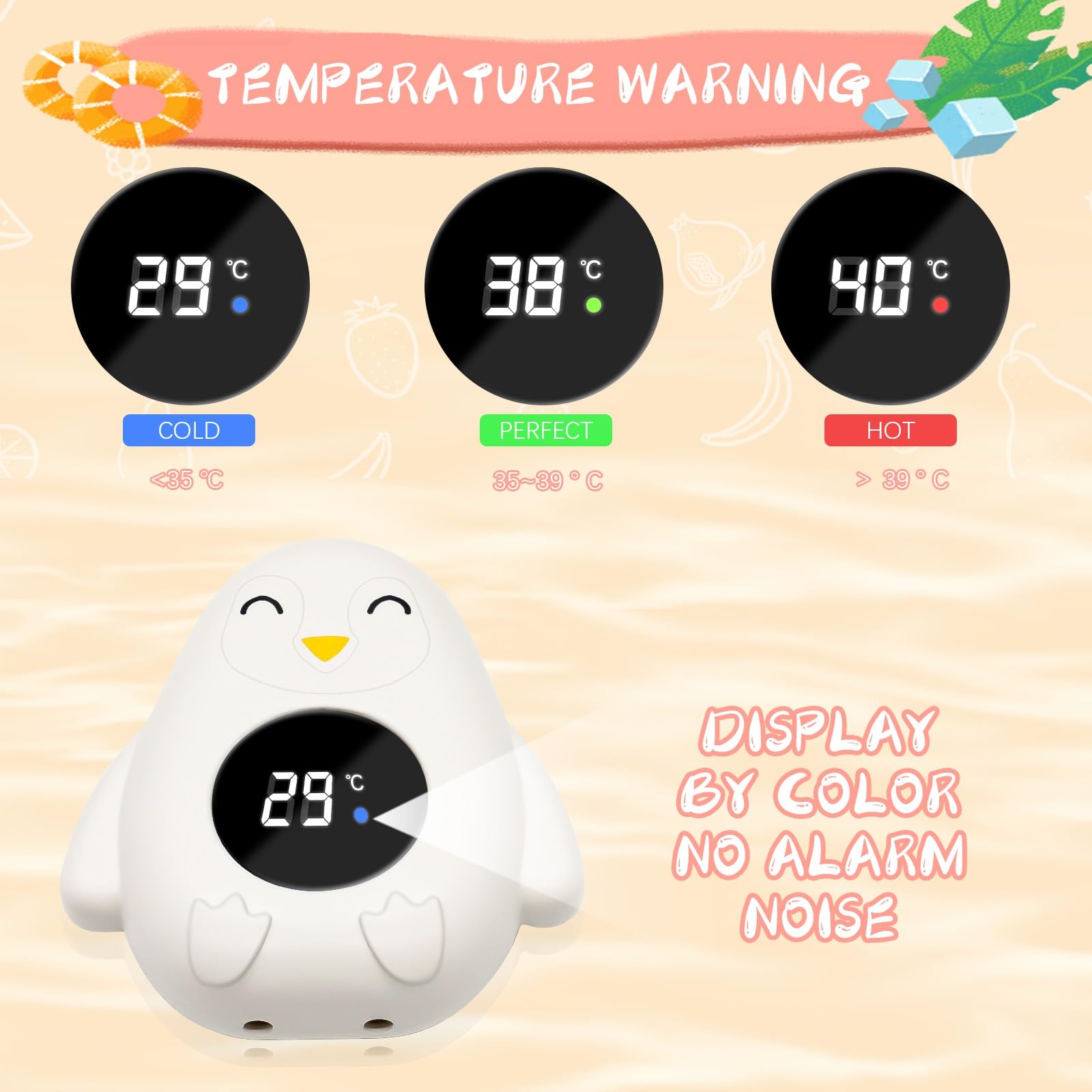 Termometro Bagnetto Neonati, Termometro Digitale per Acqua, Termometro per Bambini, con Funzione di Avviso Della Temperatura a Luce LED, Adatto per Vasche da Bagno per Bambini e Piscine