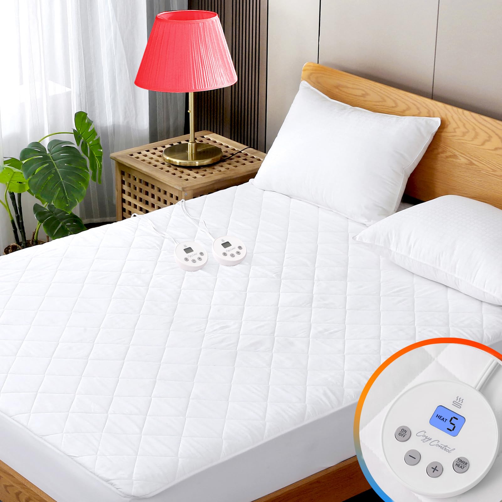 Heated Mattress Pad Full Size Quilted Heating Electric Bed Warmer Luxury Comfort Heat Mattress Pad Cover Single Controller（10 Heat Setting | 1-12 Hours Auto Shut Off | with 8-21 Inch Deep Pocket）OEKO-TEX STANDARD 100