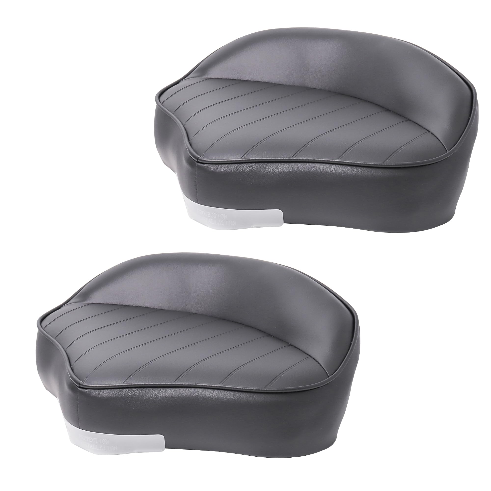 Vancus Casting Boat Seat, Pro Casting Deck Seat for Fishing Jon Bass Boat, Marine-Grade Vinyl Exterior Universal Casting Seat Boat Butt Chair, 15”W x 11”D x 6”H, 2-Pack, Black