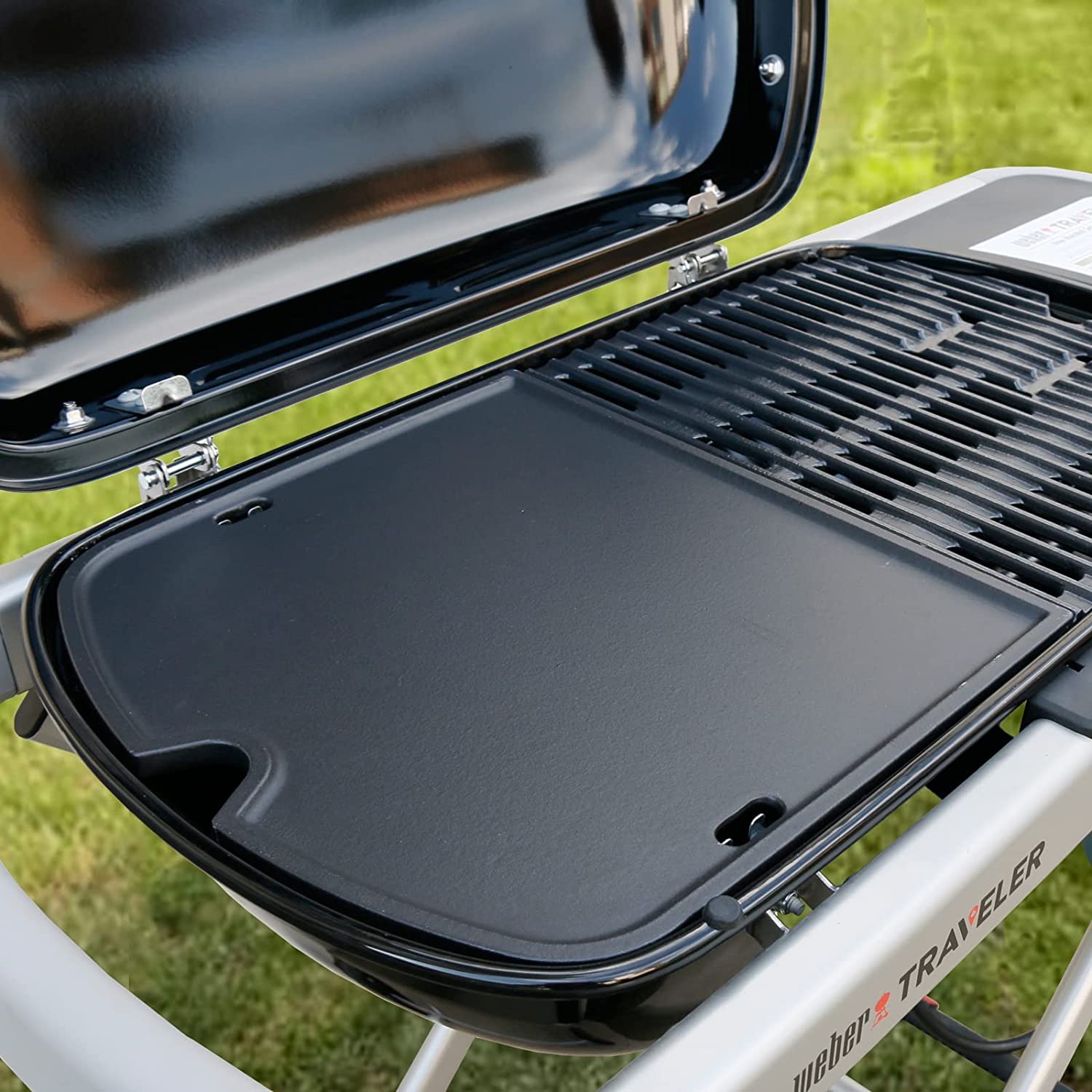 GFTIME Griglia in ghisa per Weber Traveler Griglia a gas portatile Weber Outdoor Grill Pan Piastra di cottura Parte di ricambio nera