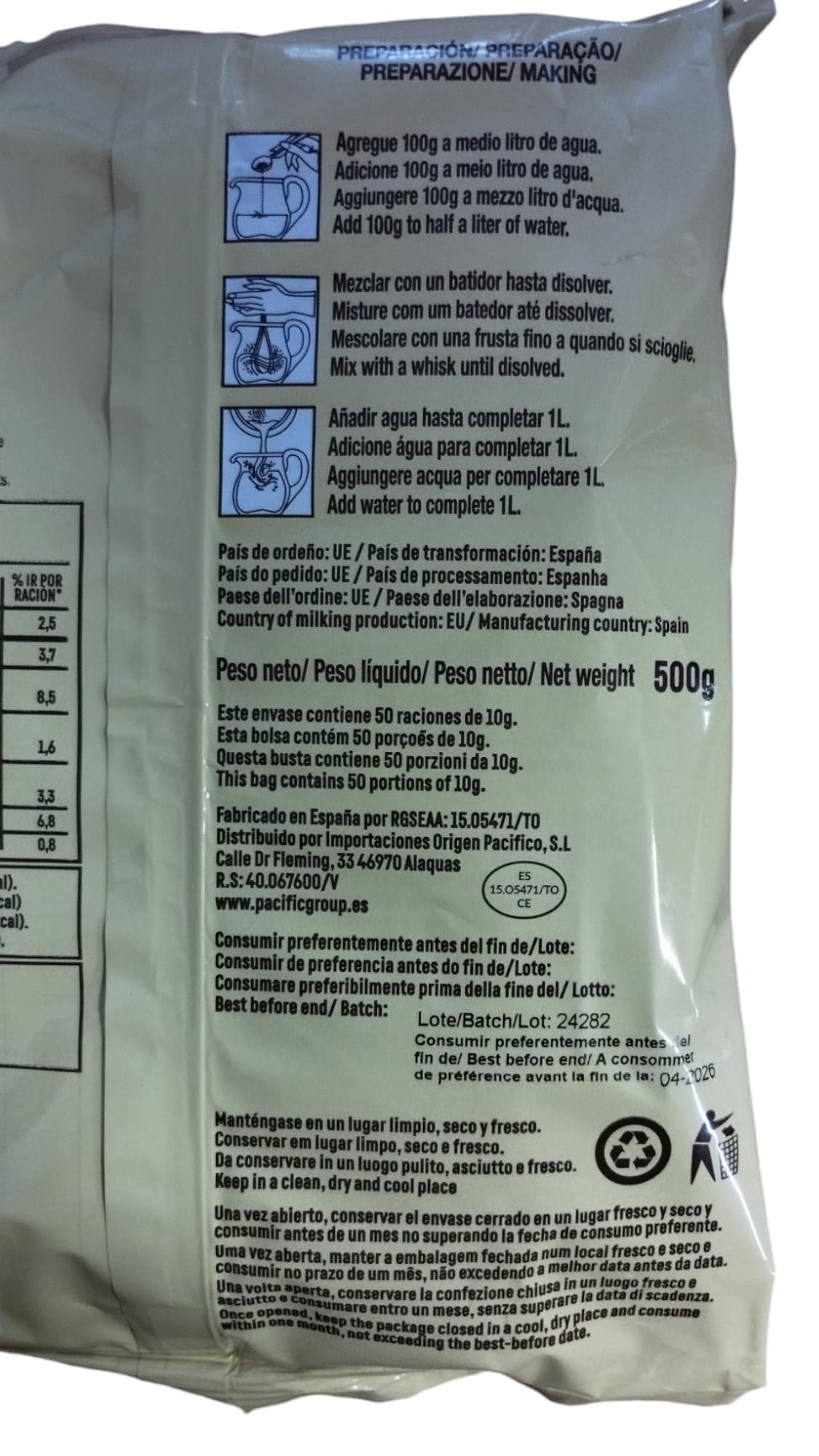 LA CAMPIÑA Leche en Polvo 26% Materia Grasa 500 G
