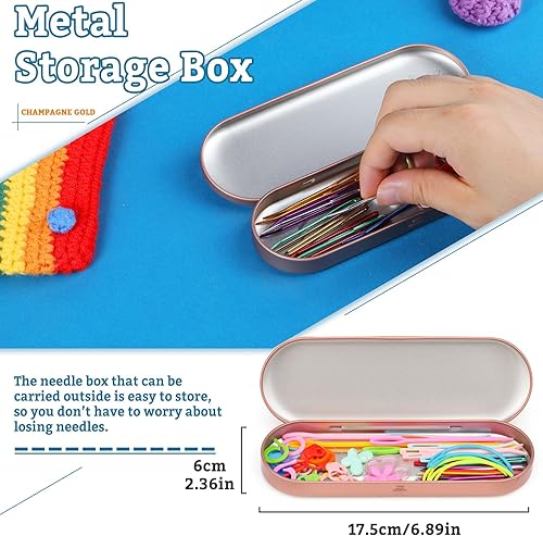Miniatura 6 de Juego de 70 agujas de hilo, kit de agujas de zurcer, kit de agujas romas de ojo grande con aguja de tapiz doblada, agujas de tejer, agujas de coser