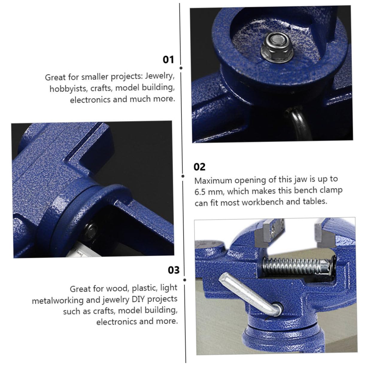 Étau de Table Rotatif à Base Pivotante, Petit Modèle Bleu