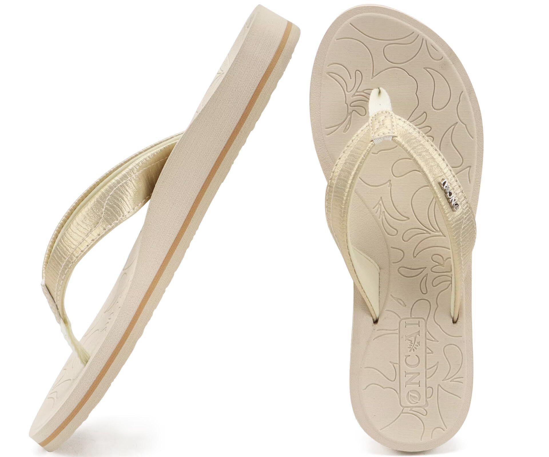 ONCAI Women's Flip Flops Comfortable Summer Beach Thong Sandals for Women with Cushion Walking Arch Support Yoga Mat Indoor Outdoor Soles