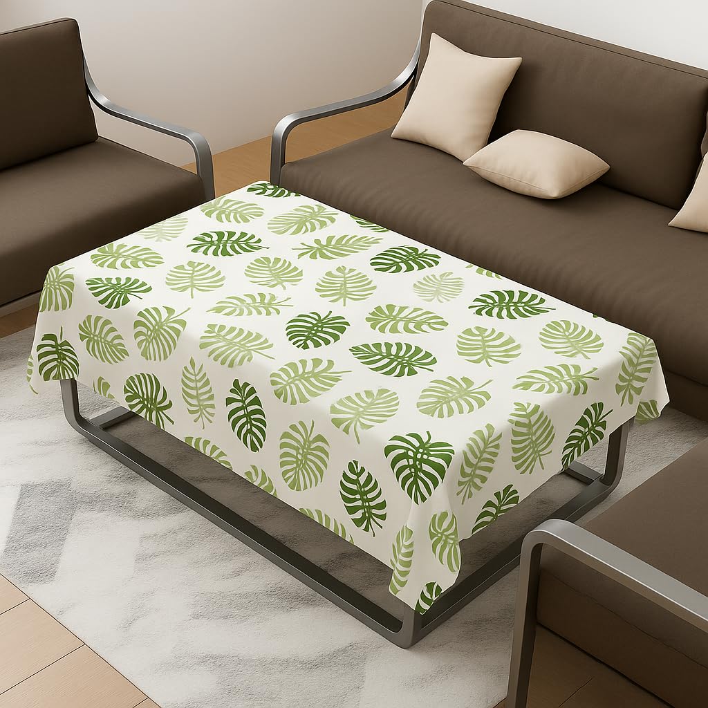 Star Weaves Center Table Cover, Premium Soft Fabric, 40X60 Inches, Elegant Design, Dust-Proof & Washable, Perfect for Center Room, 4 Seater Table, Stylish & Durable Tablecloth – Green Leaf Pattern
