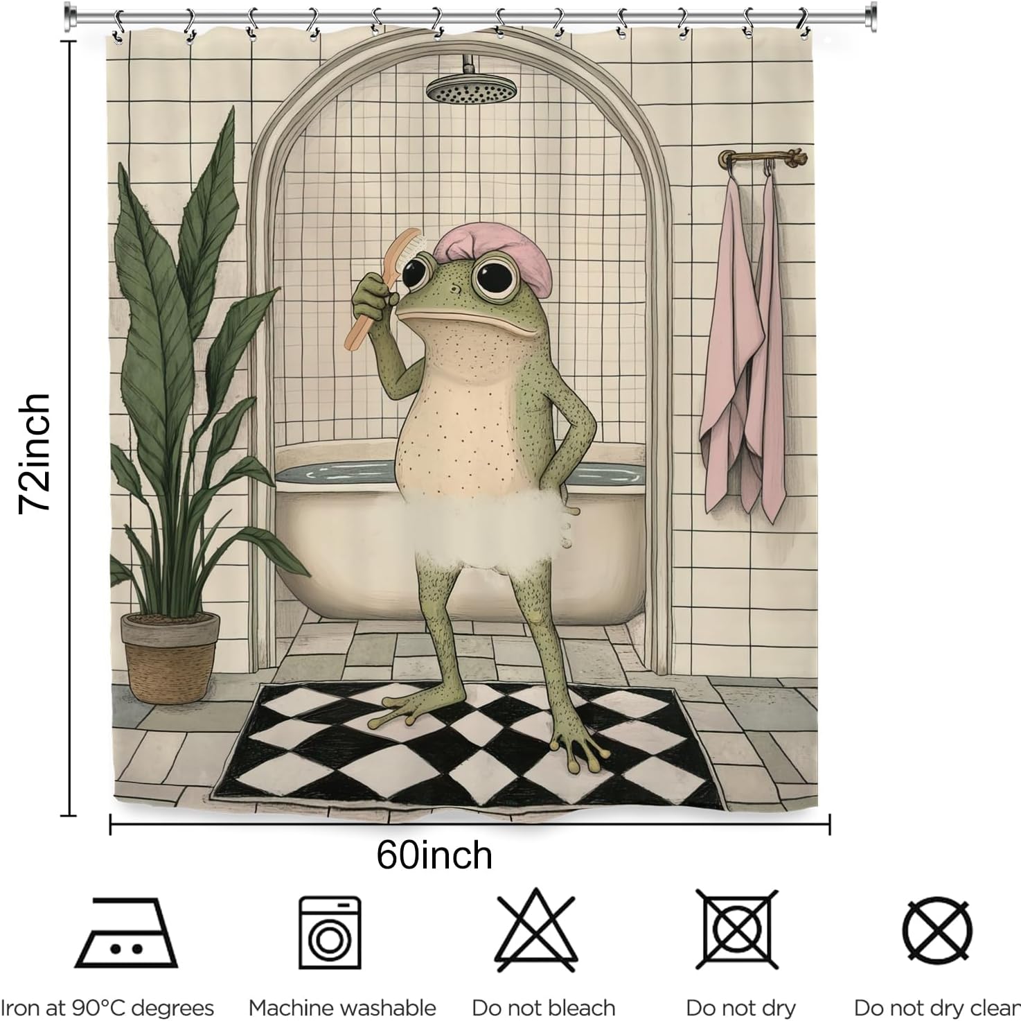 Retro Frog Vintage Funny Animal Sage Green Hilarious Shower Curtain