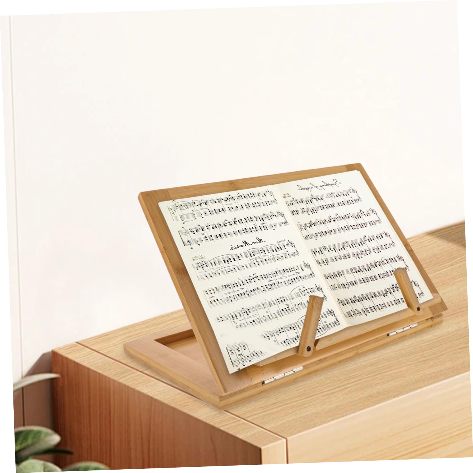 Leggio da Tavolo in Bambù per Spartiti Musicali e Libri, Supporto Organizzato e Protettivo, Design Beige Portatile per Uso Multi-occasione