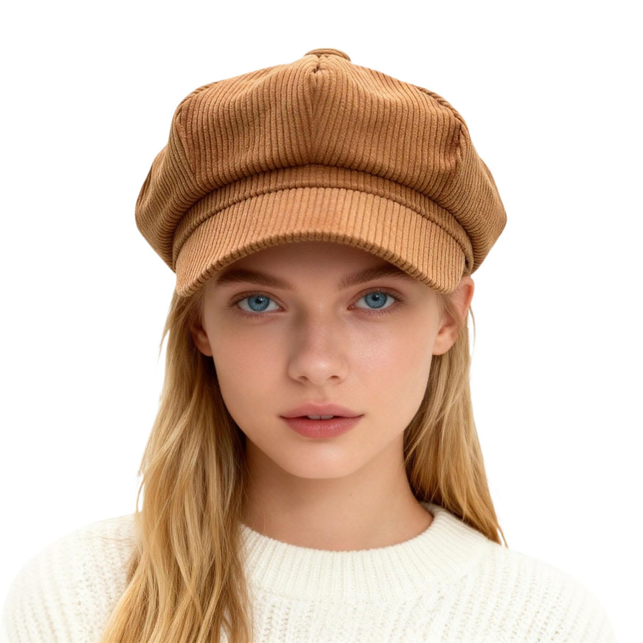 Womens Retro Corduroy Ivy Newsboy Paperboy Cabbie Gatsby Painter Hats Caps