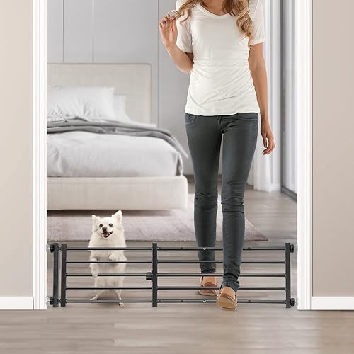 Miniatura 15 de Malier Puerta de Interior para Perros con Puerta, 26-41" Extra Ancha Puerta Completa de Metal para Mascotas Puerta Corta para Perros para Escaleras