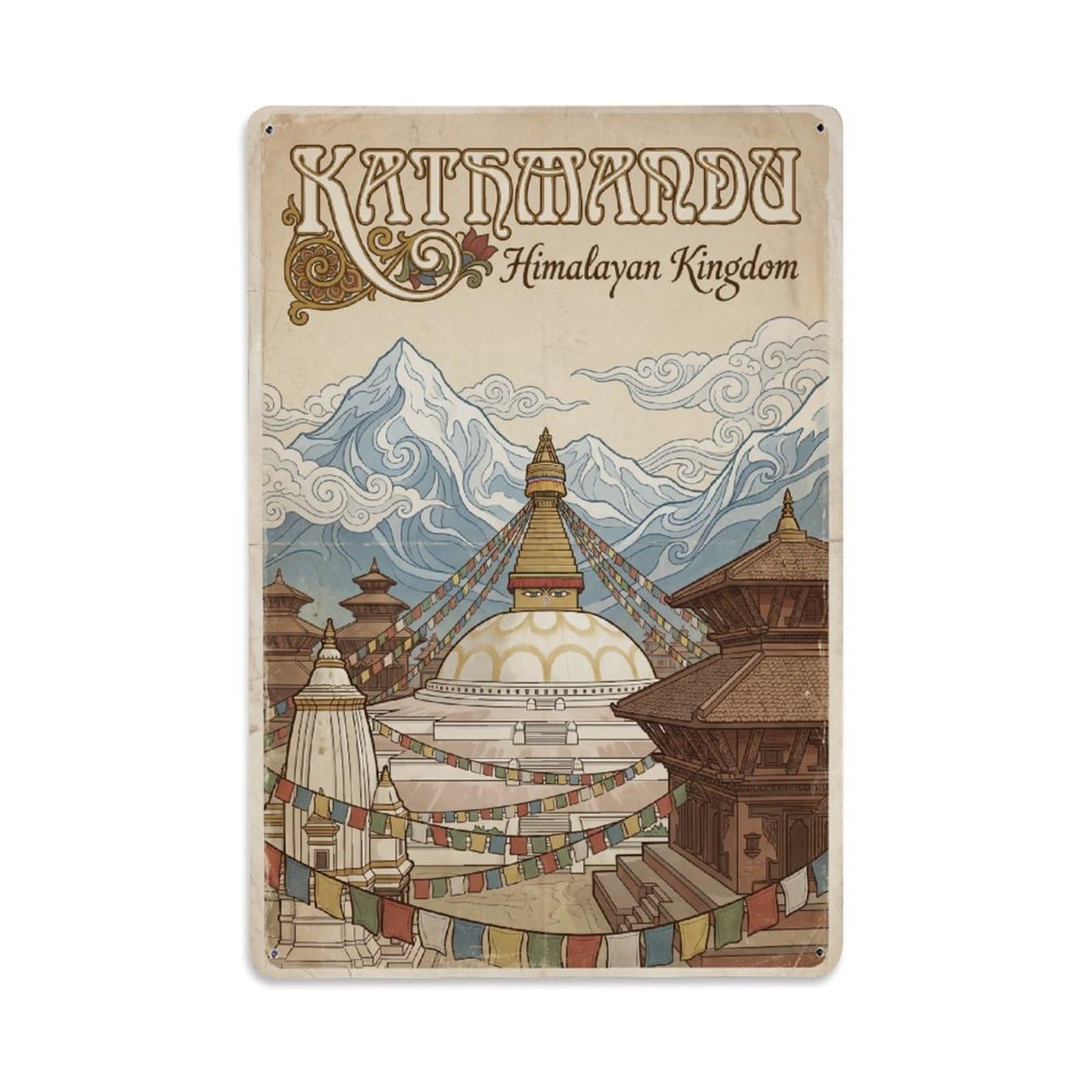 Metal Tin Sign Retro Nepal Kathmandu Travel
