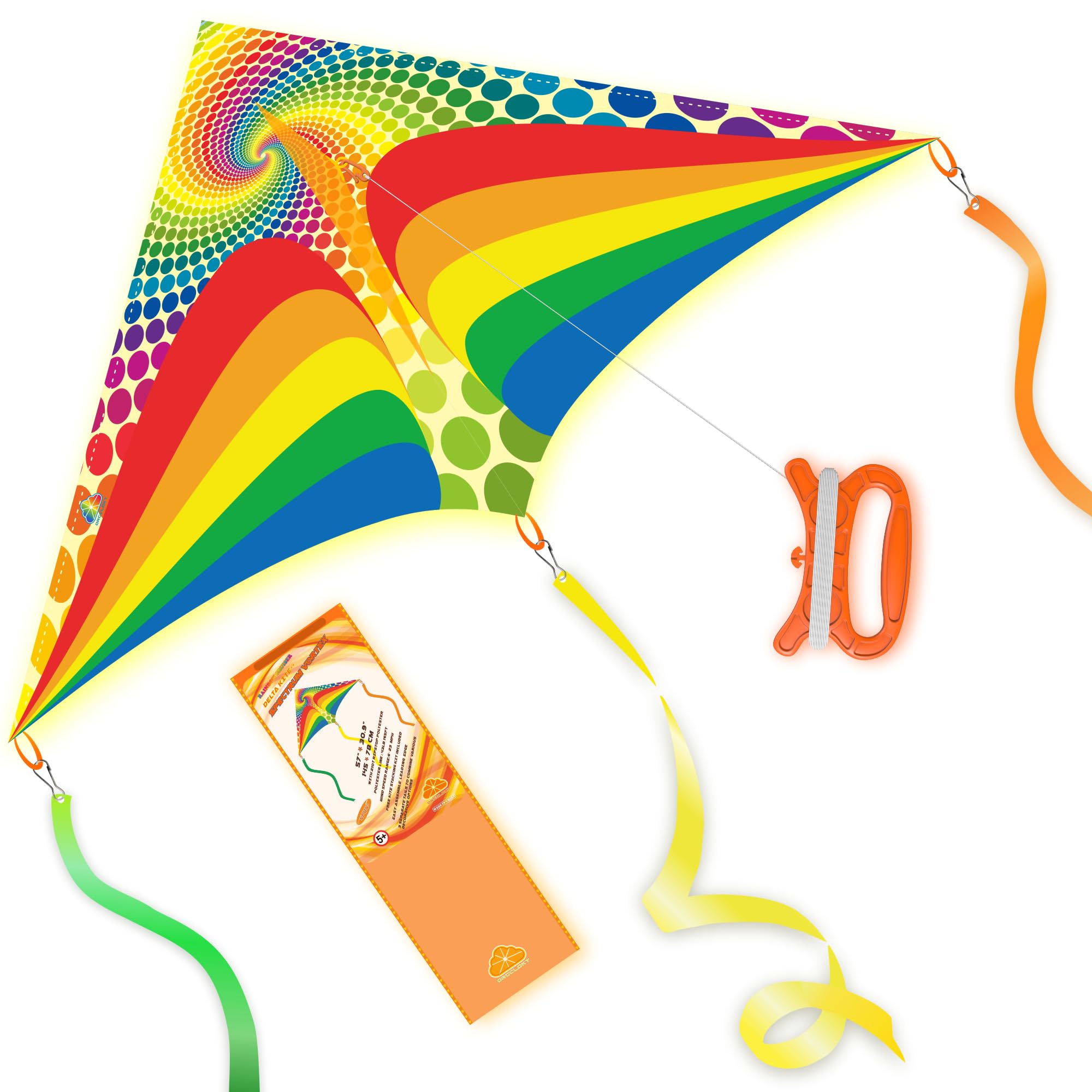 ORGCLDKT-Rainbow Cruiser Delta Kite, Kites for Kids Ages 8-12,4-8,Boys,Girls,Kites for Adults,Beach,Beginners,Giant.1Pc or 3Pcs Pack. Easy to Fly.