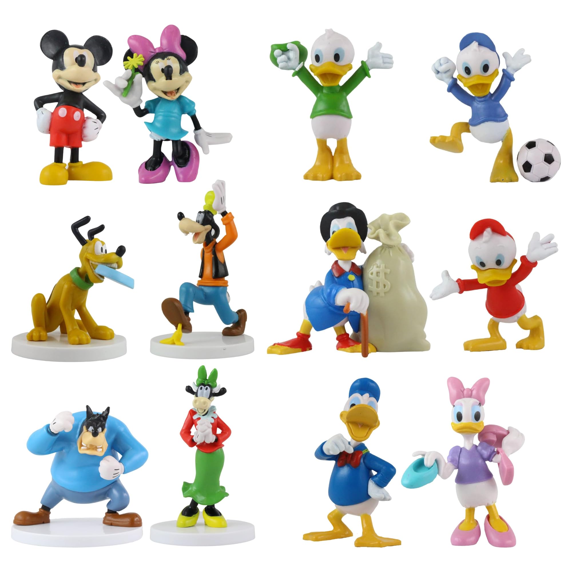 Toptoys2u Bargain Bundles Mickey Mouse and Friends 3D Figures - Highly Detailed Collectible Miniature Figures Perfect for Cake Toppers - (Set of 12)