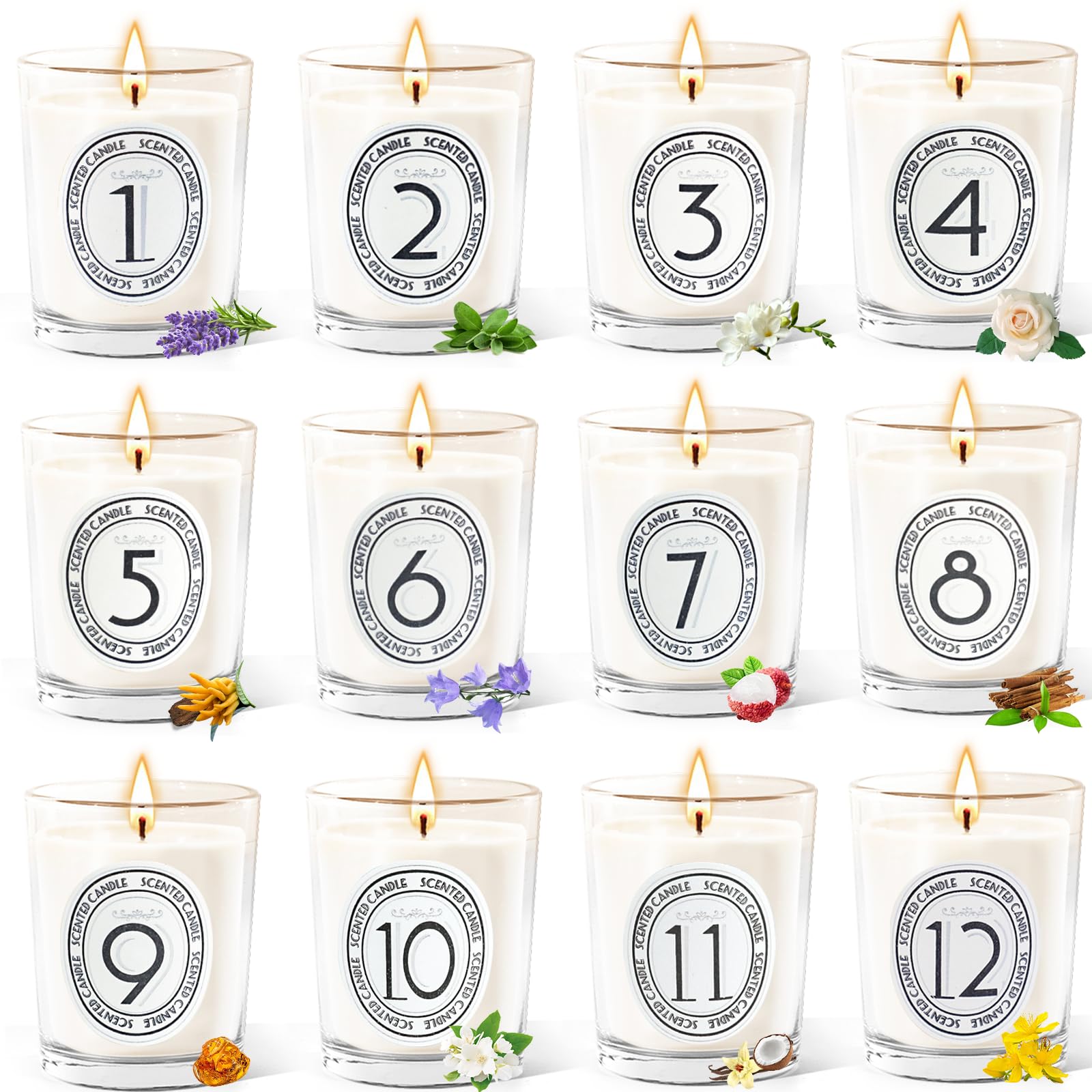 12 Pack Scented Candles Gift Set, 12 Fragrances Aromatherapy Candles for Home Scented, Birthday Wedding Spa Soy Wax Jar Candle, Votive Candles for Woman, Man, Friend, Coworker