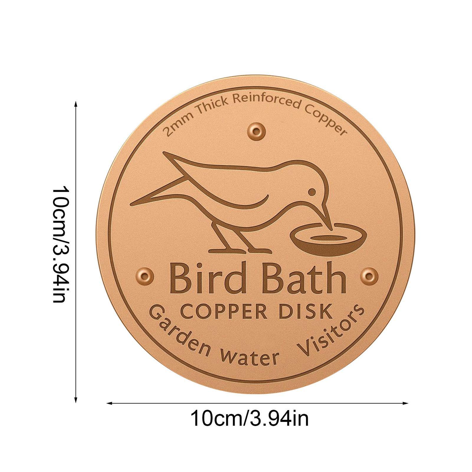 Kupfer-Vogeltränke, 2 mm dick, natürlicher Wasserreiniger mit 3-Punkt-Unterstützung, sicherer Algenhemmer für den Außenbereich, Garten, Vogeltränke, ganzjährig, 2 Stück