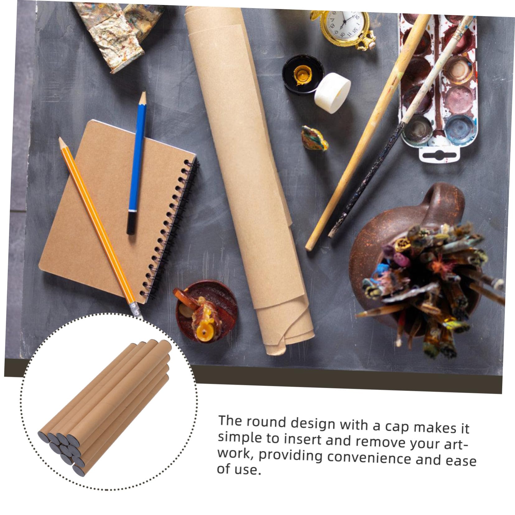 Hemobllo 10pièces Lot De Tubes Carton Kraft Pour Expédition Avec Bouchons Pour Affiches Plans Et Cartes