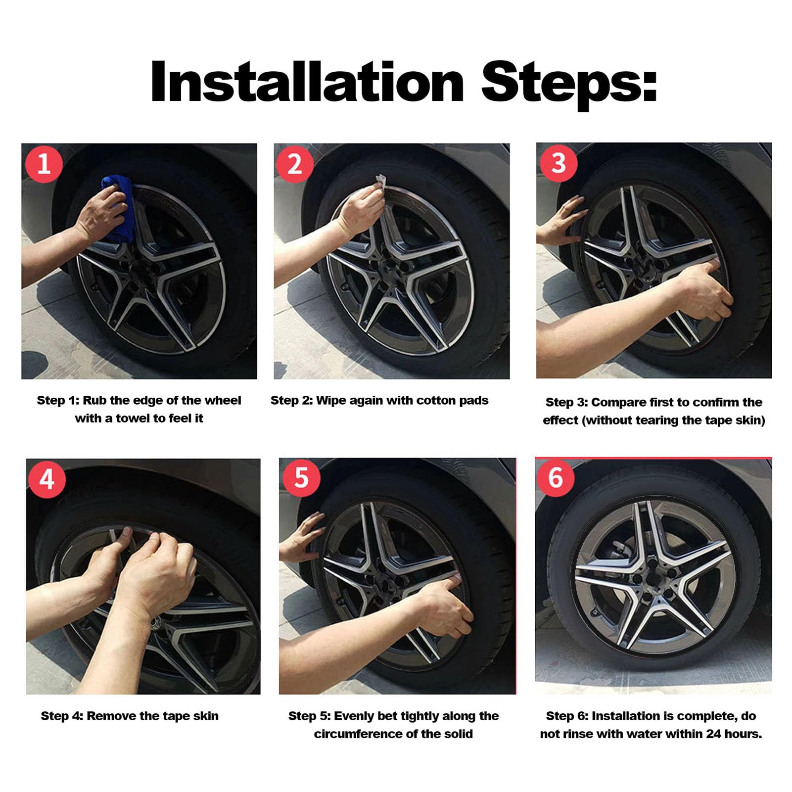 Anello Protezione per Cerchioni, 4 Pezzi Anelli Rivestimento per Pneumatici per Auto in ABS per Ruote 16 Pollici con Protezione a 360 Gradi Installazione Semplice Universale (BLACK)