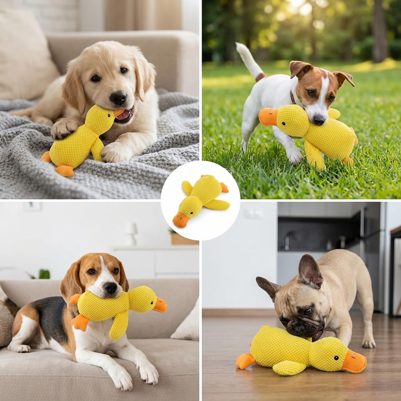 1 Stück Anti Stress Ente für Hunde, 32x28 cm Hundespielzeug Welpen, Anti Stress Ente, Unzerstörbares Kuscheltier für Hunde,Hundespielzeug Ente Gelb