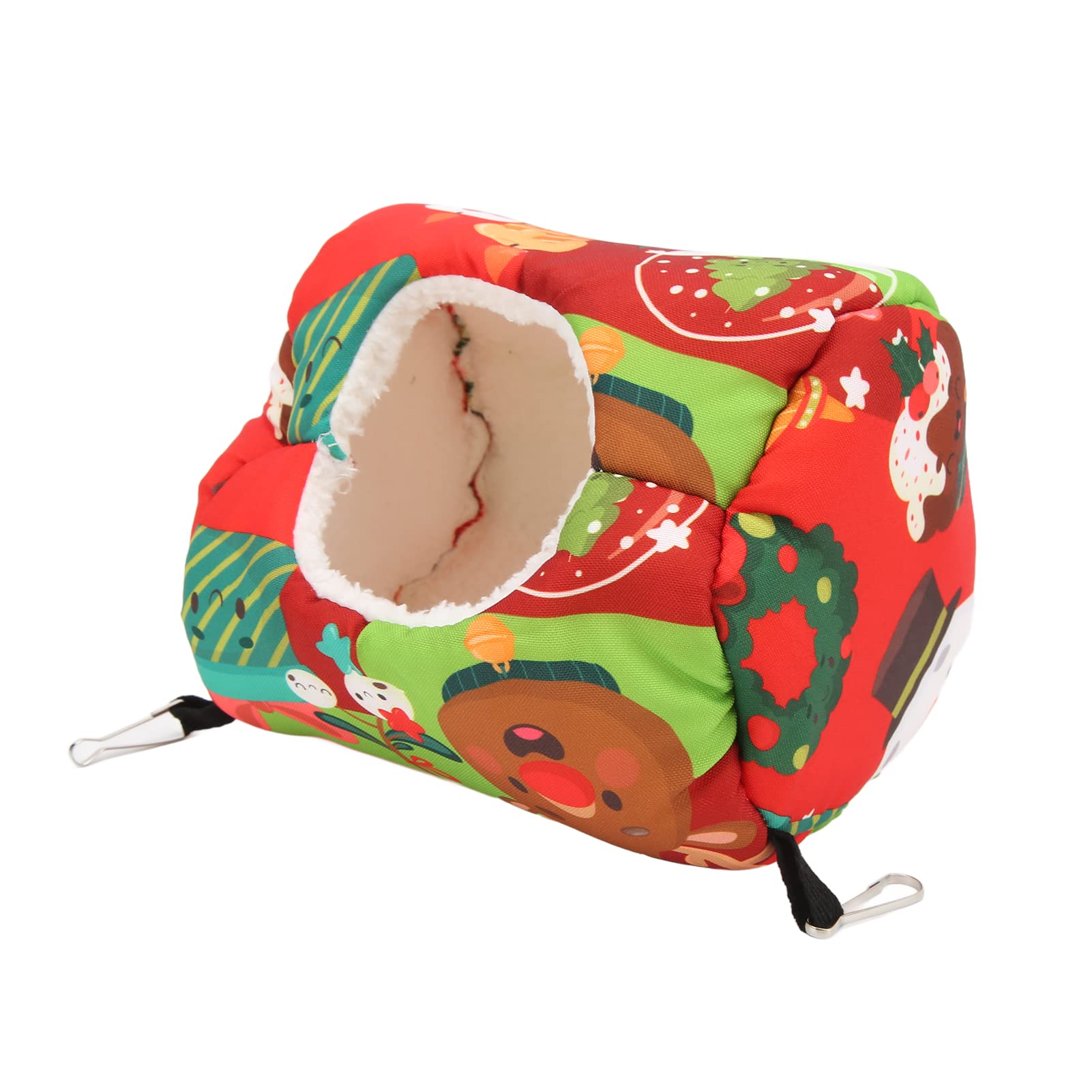 Muiltvoe Small Pet Hanging Tunnel, Comfy Cartoon Hammock with Metal Hooks for Hamster Guinea Pig Hedgehog Sugar Glider (Green)