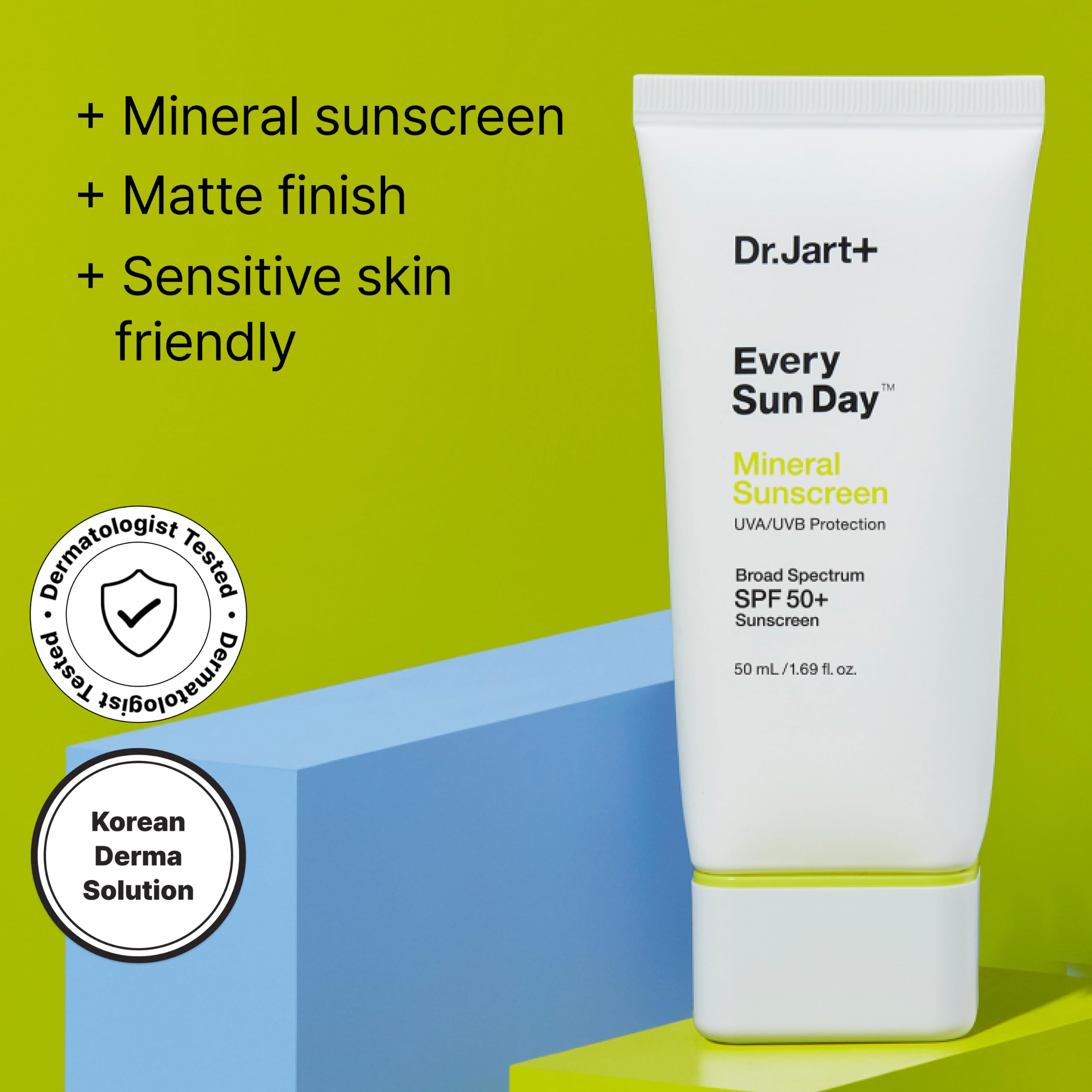Dr.Jart+ Every Sun Day Mineral Korean Sunscreen SPF 50+ for Face with Zinc Oxide | Korean Skin Care | Travel Size, 1.69 Fl Oz