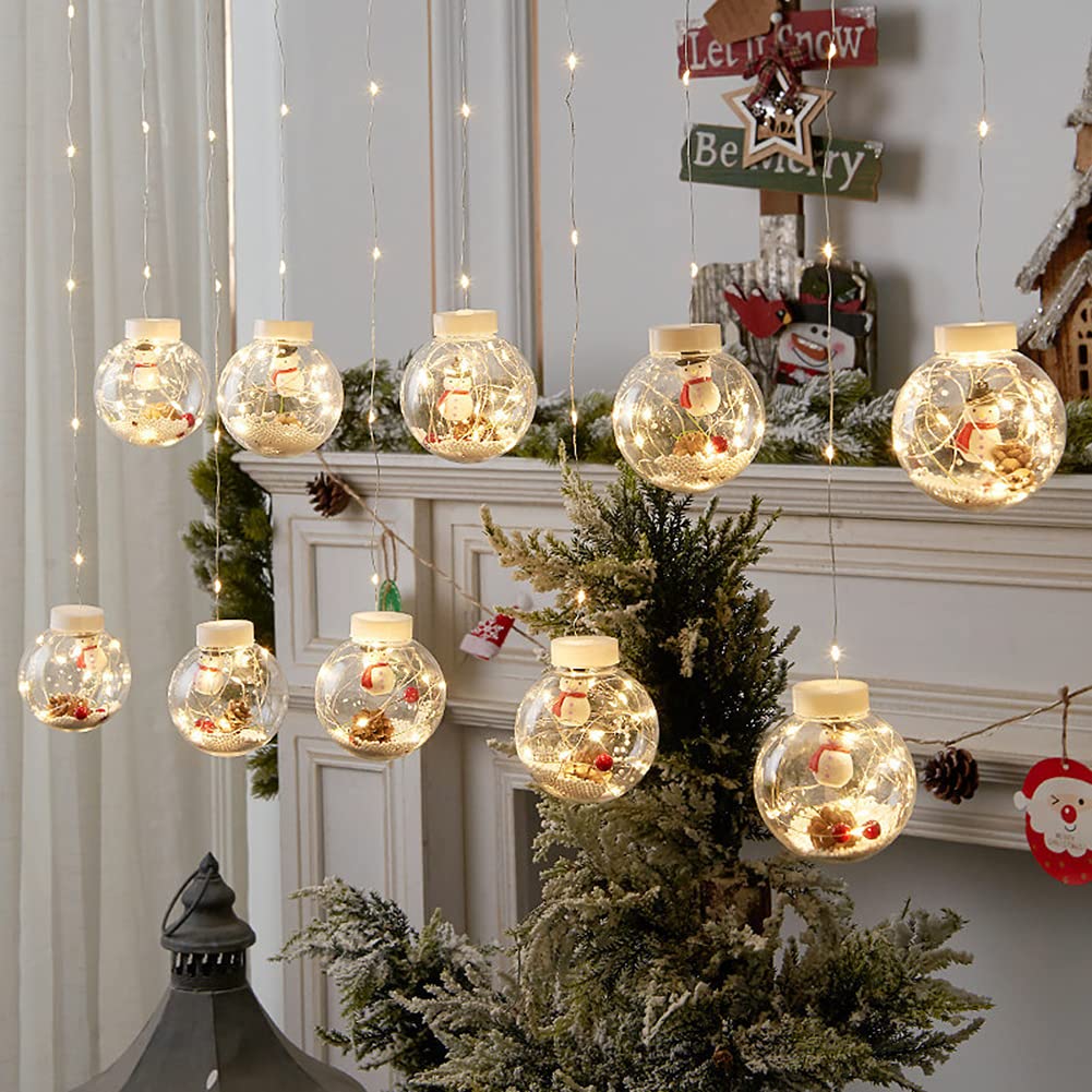 Boule De Noël Suspendue Lumière, 10 LED Guirlande Lumineuse Boule LED Chaîne Lumière-Guirlande Lumineuse Portable à LED Pour Décoration Darbre Noël