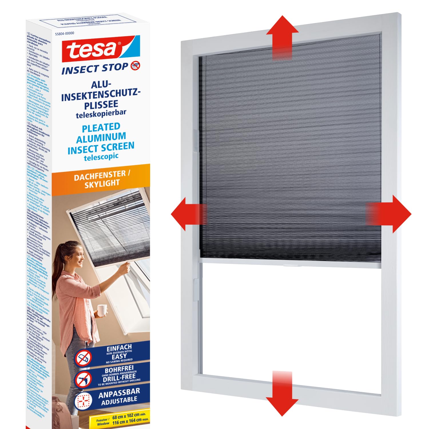 tesa Alu-Insektenschutz-Plissee für Dachfenster