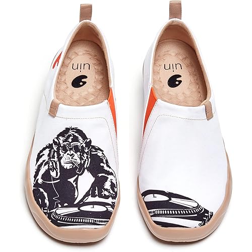 UIN Men's Walking Travel Shoes Slip On Canvas Casual Loafers Lightweight Comfort Fashion Sneaker Happy Doggies