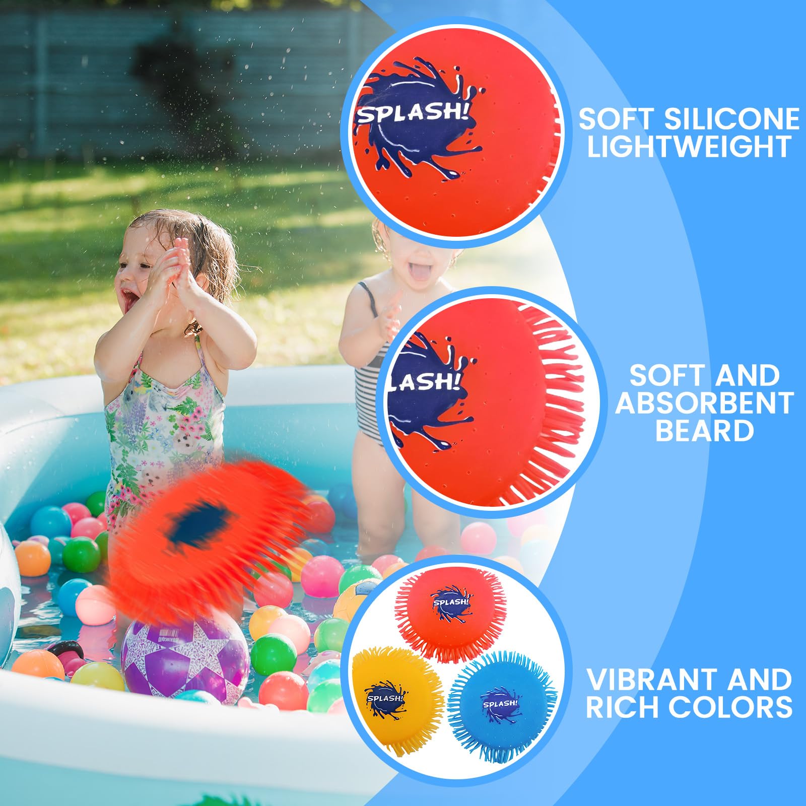 Frisbee ad Acqua Riutilizzabile 3 Pezzi Ø17cm per Piscina Spiaggia Bambini Adulti